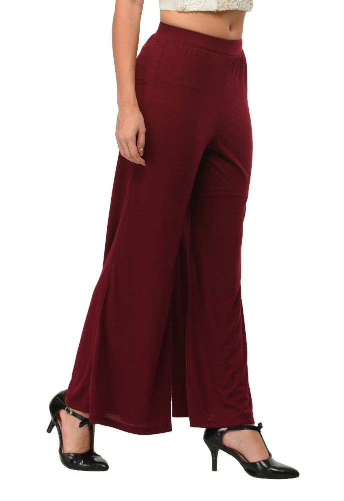 Picture of Frenchtrendz Poly Viscose Plum Palazzos