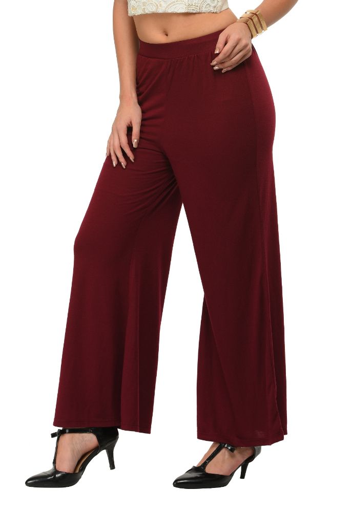 Picture of Frenchtrendz Poly Viscose Plum Palazzos