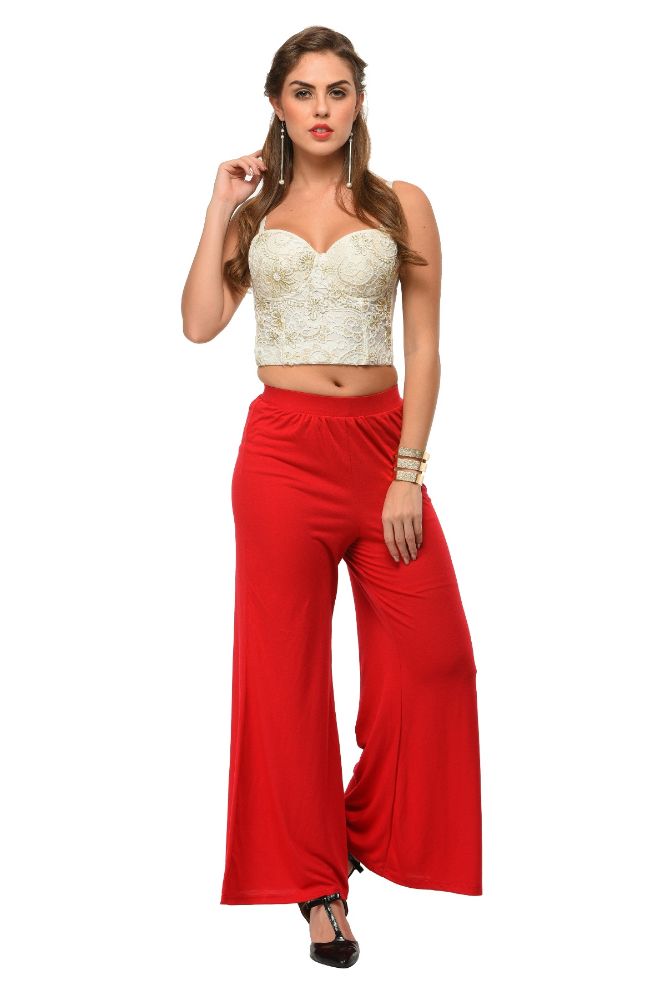 Picture of Frenchtrendz Poly Viscose Maroon Palazzos
