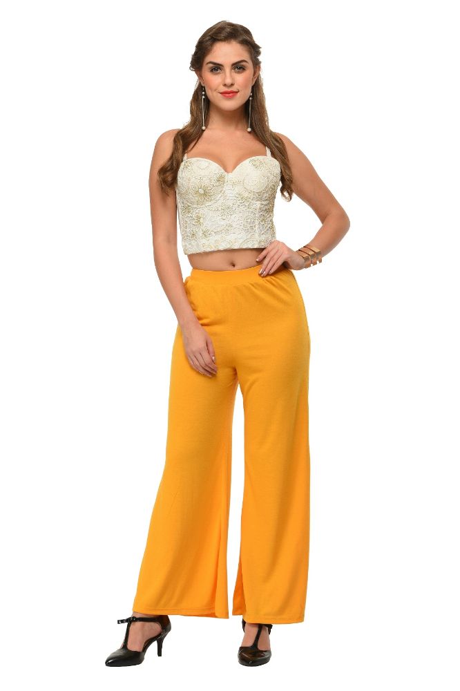 Picture of Frenchtrendz Poly Viscose Mustard Palazzos