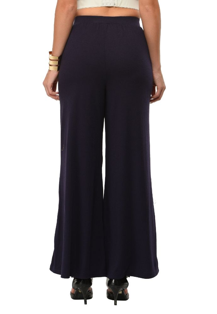 Picture of Frenchtrendz Poly Viscose Navy Palazzos