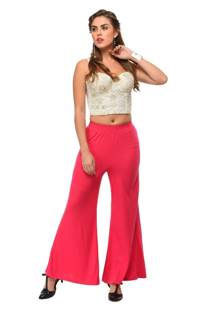 Picture of Frenchtrendz Poly Viscose Pink Palazzos