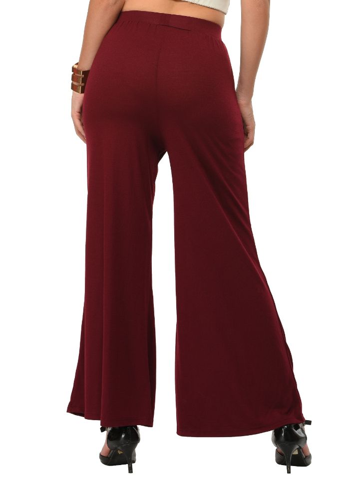 Picture of Frenchtrendz Poly Viscose Plum Palazzos