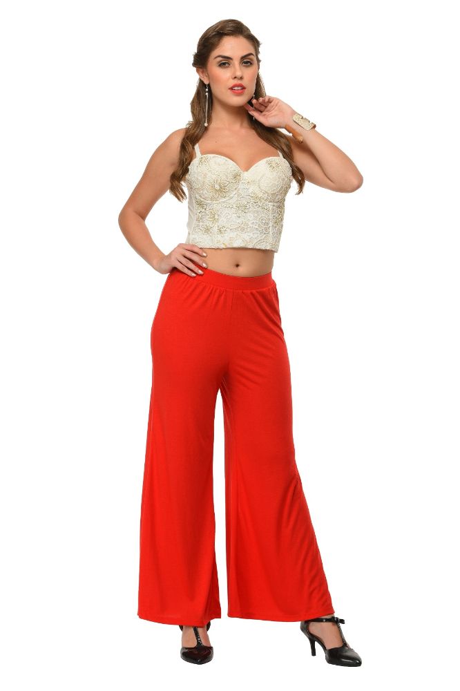 Picture of Frenchtrendz Poly Viscose Red Palazzos