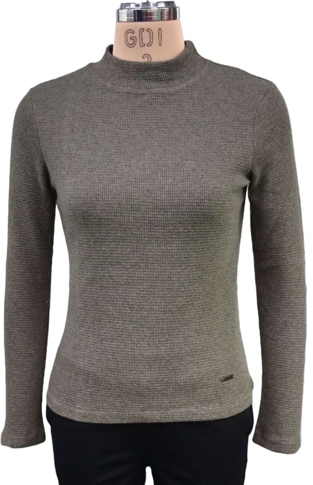Picture of Frenchtrendz Women Winter Olive Mock Neck Top