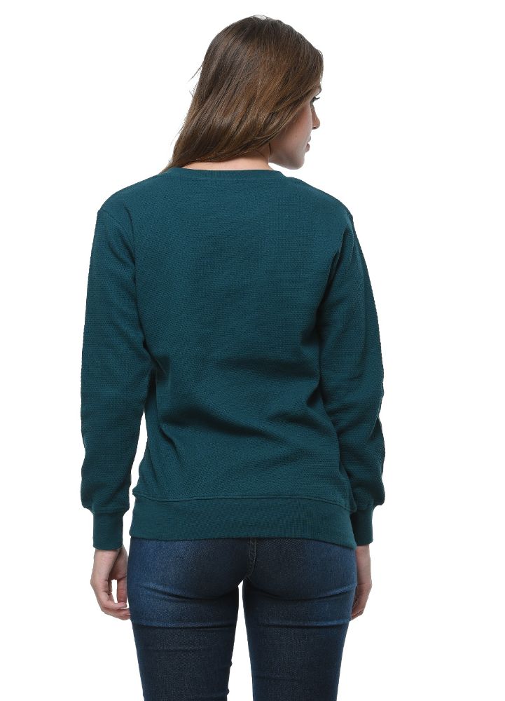 Picture of Frenchtrendz Cotton Teal Round Neck Full Sleeve Sweatshirt