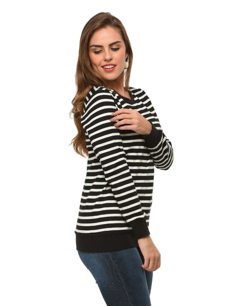 Picture of Frenchtrendz Cotton Black White Round Neck Full Sleeve Sweatshirt
