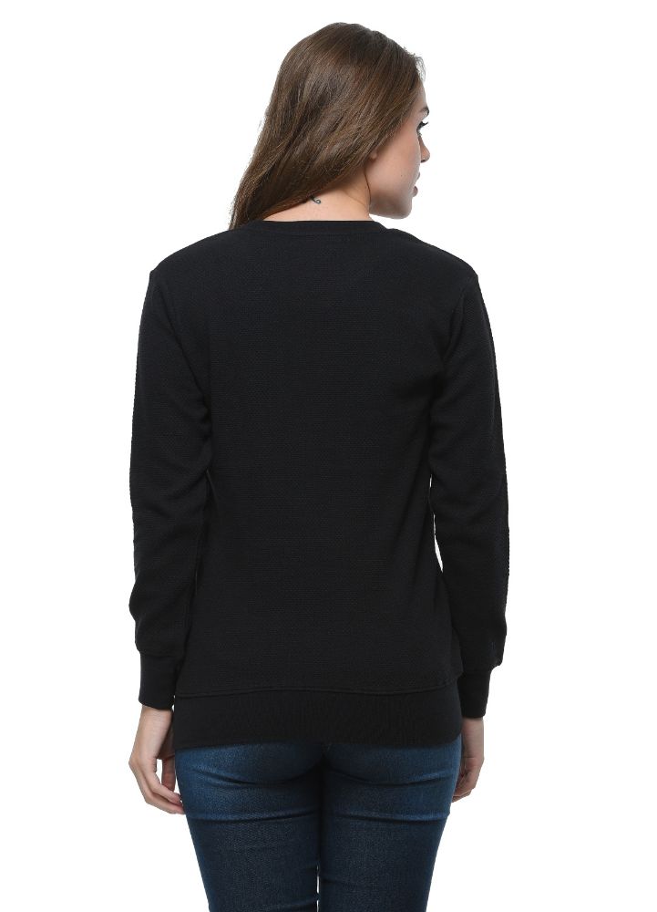 Picture of Frenchtrendz Cotton Fleece Black Round Neck Full Sleeve Sweatshirt