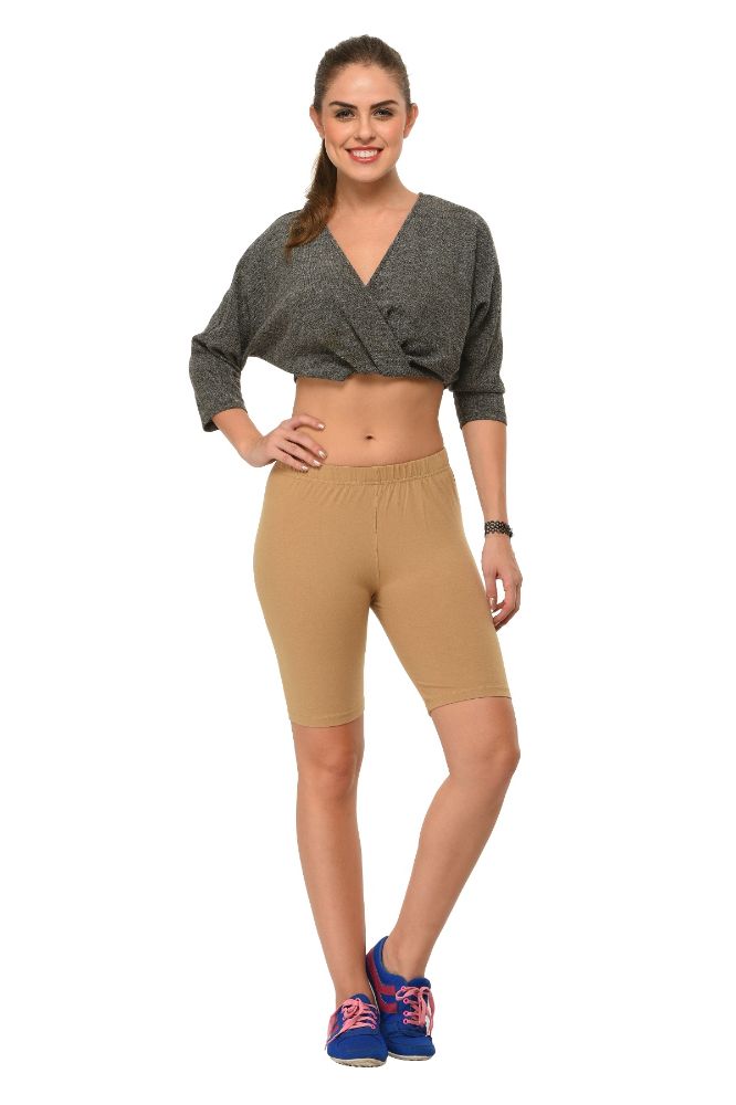 Picture of Frenchtrendz Cotton Spandex Beige Shorts