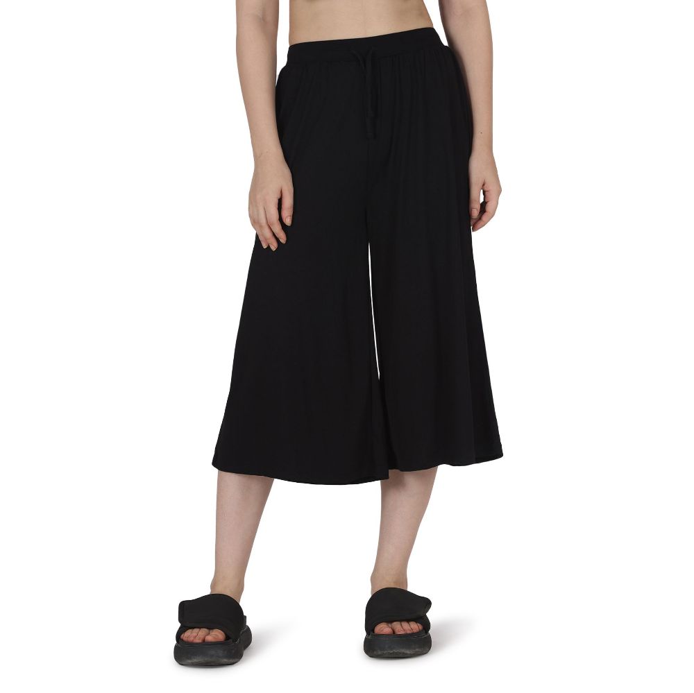 Picture of Frenchtrendz Poly Viscose Black Short Palazzos