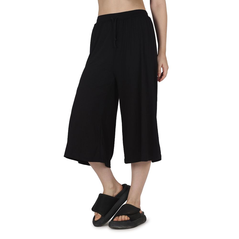 Picture of Frenchtrendz Poly Viscose Black Short Palazzos