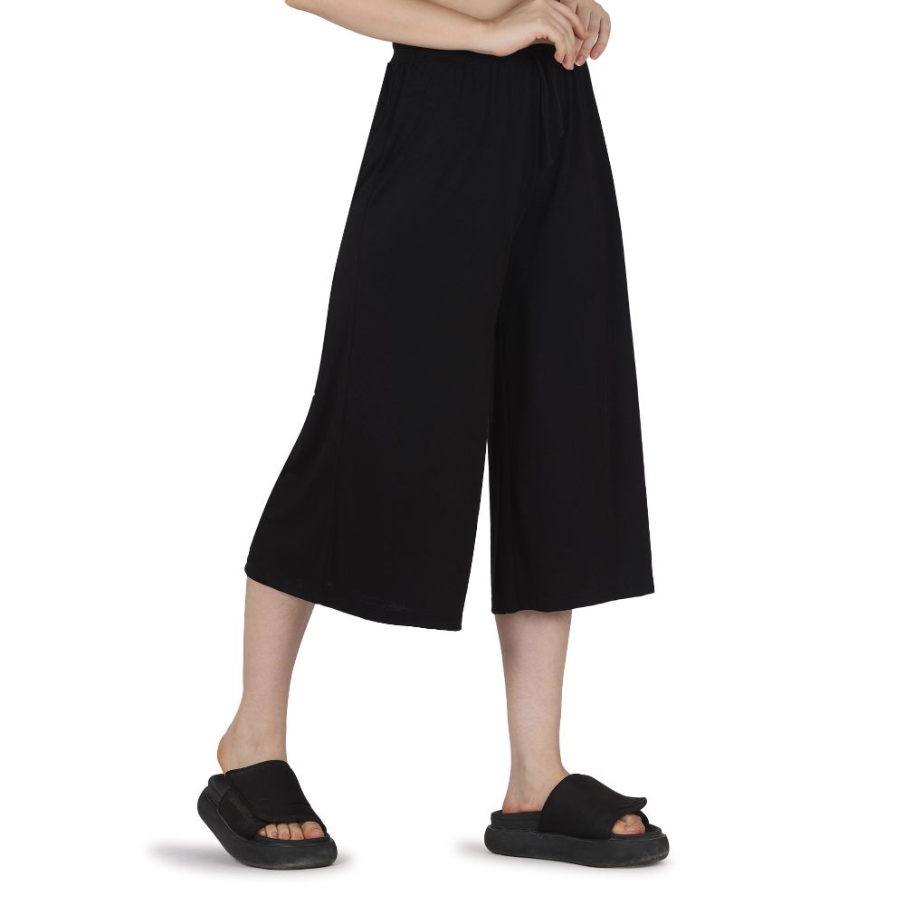 Picture of Frenchtrendz Poly Viscose Black Short Palazzos