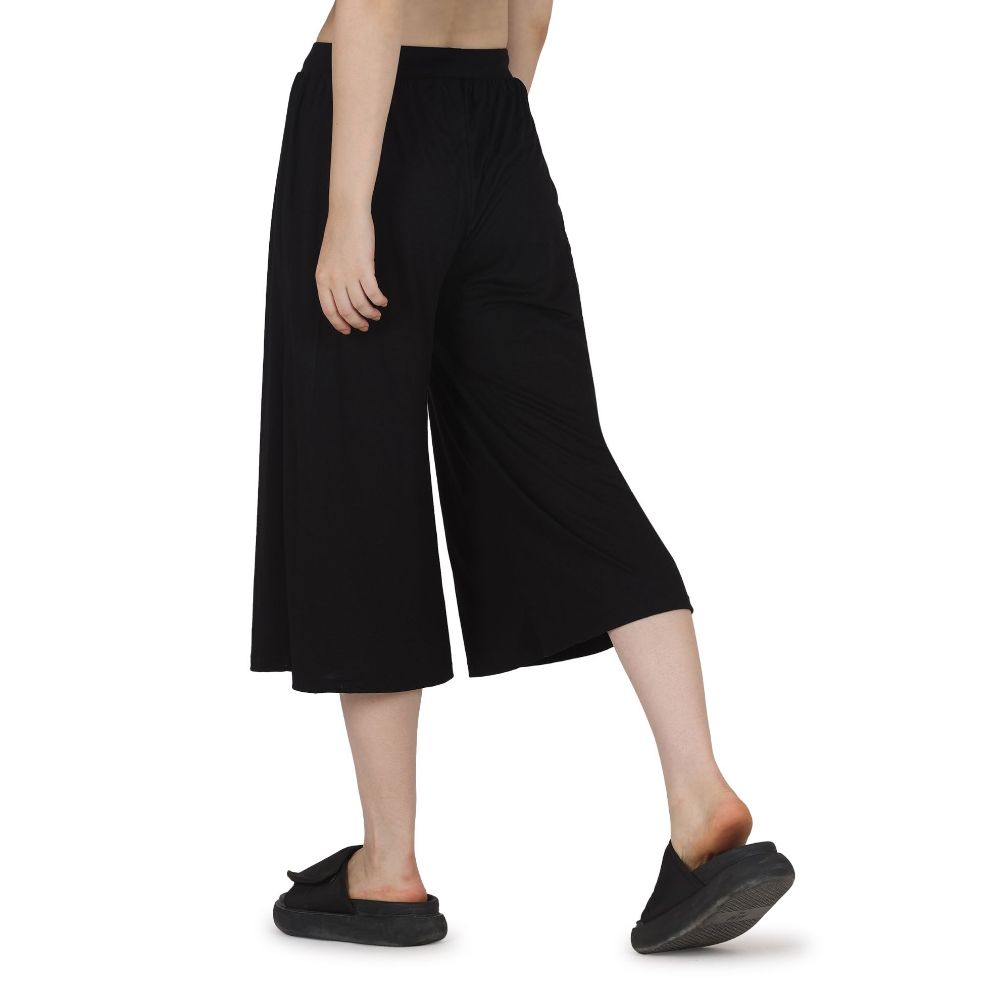 Picture of Frenchtrendz Poly Viscose Black Short Palazzos