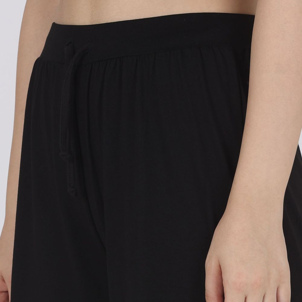 Picture of Frenchtrendz Poly Viscose Black Short Palazzos