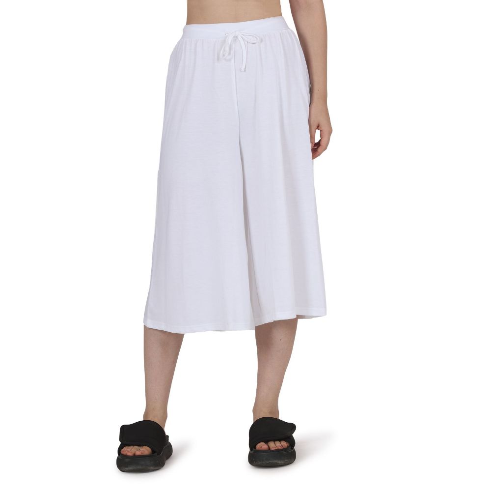 Picture of Frenchtrendz Poly Viscose White Short Palazzos