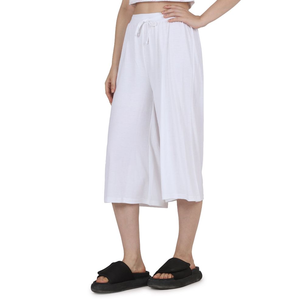 Picture of Frenchtrendz Poly Viscose White Short Palazzos