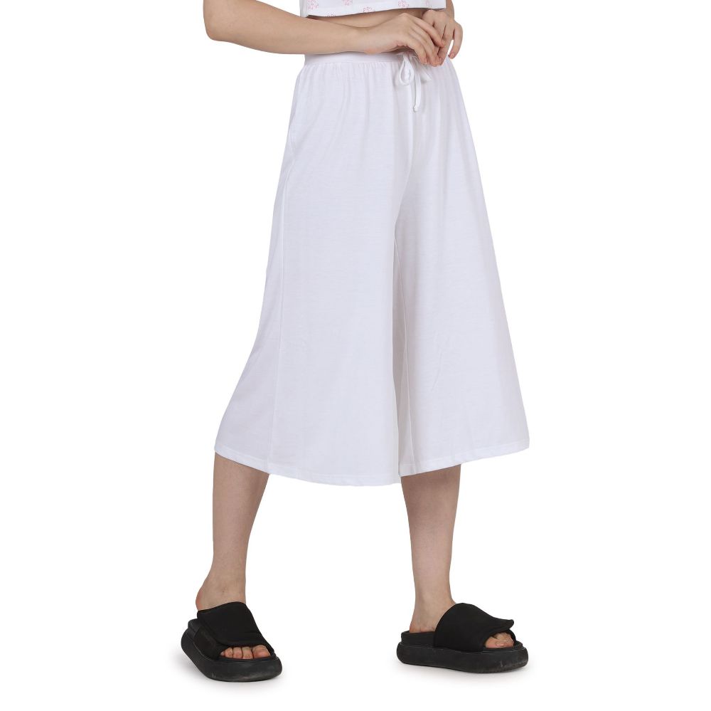 Picture of Frenchtrendz Poly Viscose White Short Palazzos