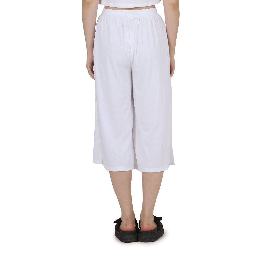 Picture of Frenchtrendz Poly Viscose White Short Palazzos