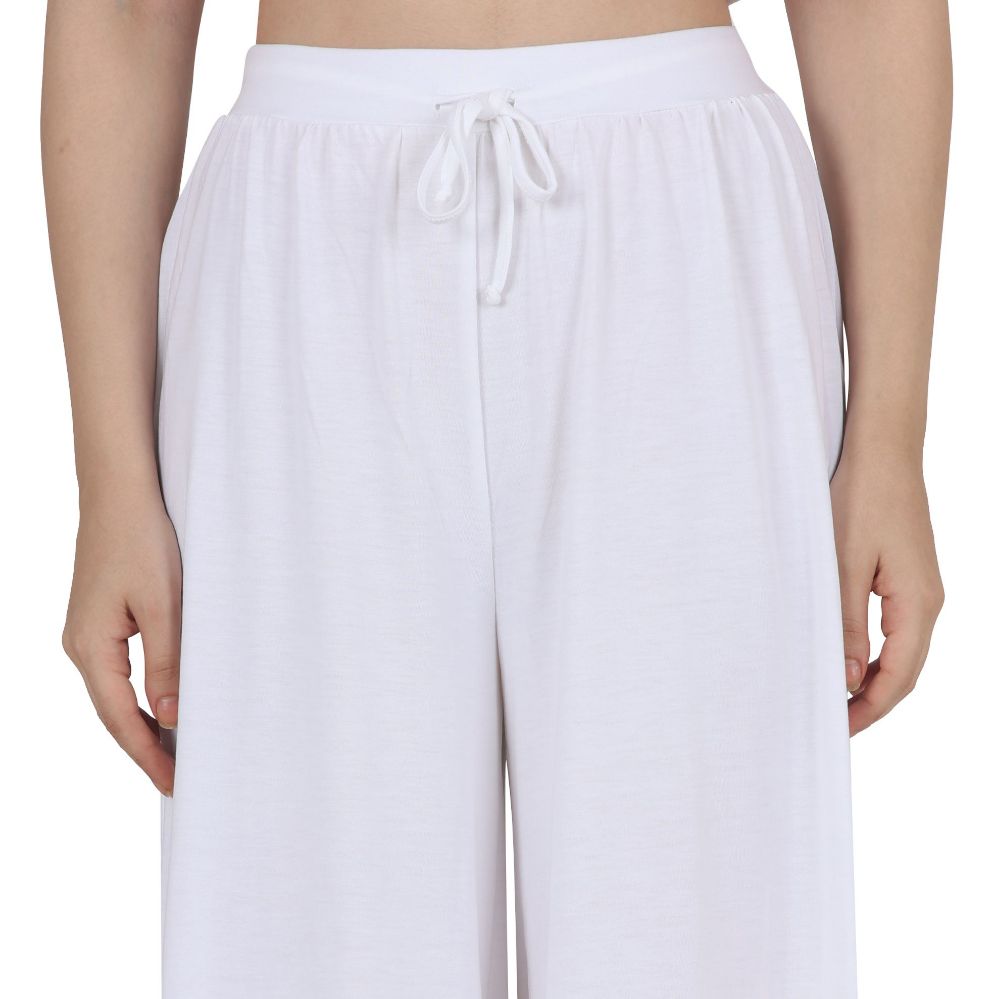 Picture of Frenchtrendz Poly Viscose White Short Palazzos