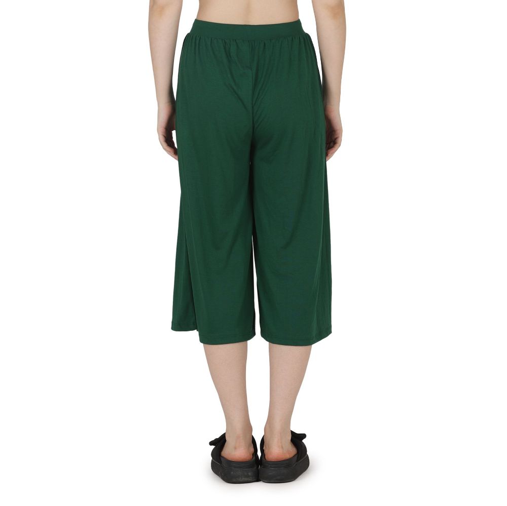 Picture of Frenchtrendz Poly Viscose Dark Green Short Palazzos