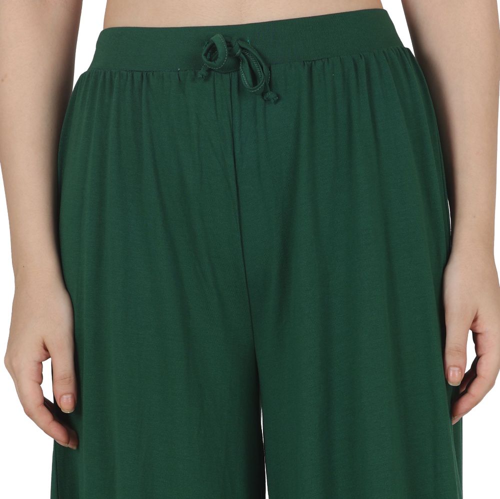Picture of Frenchtrendz Poly Viscose Dark Green Short Palazzos