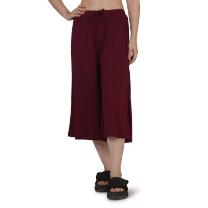 Picture of Frenchtrendz Poly Viscose Dark Maroon Short Palazzos