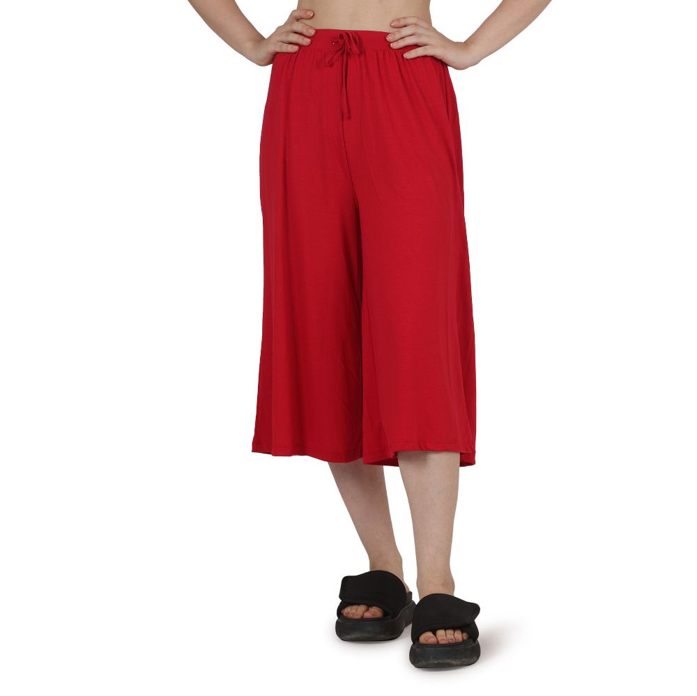 Picture of Frenchtrendz Poly Viscose Maroon Short Palazzos
