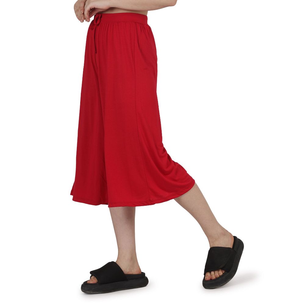 Picture of Frenchtrendz Poly Viscose Maroon Short Palazzos