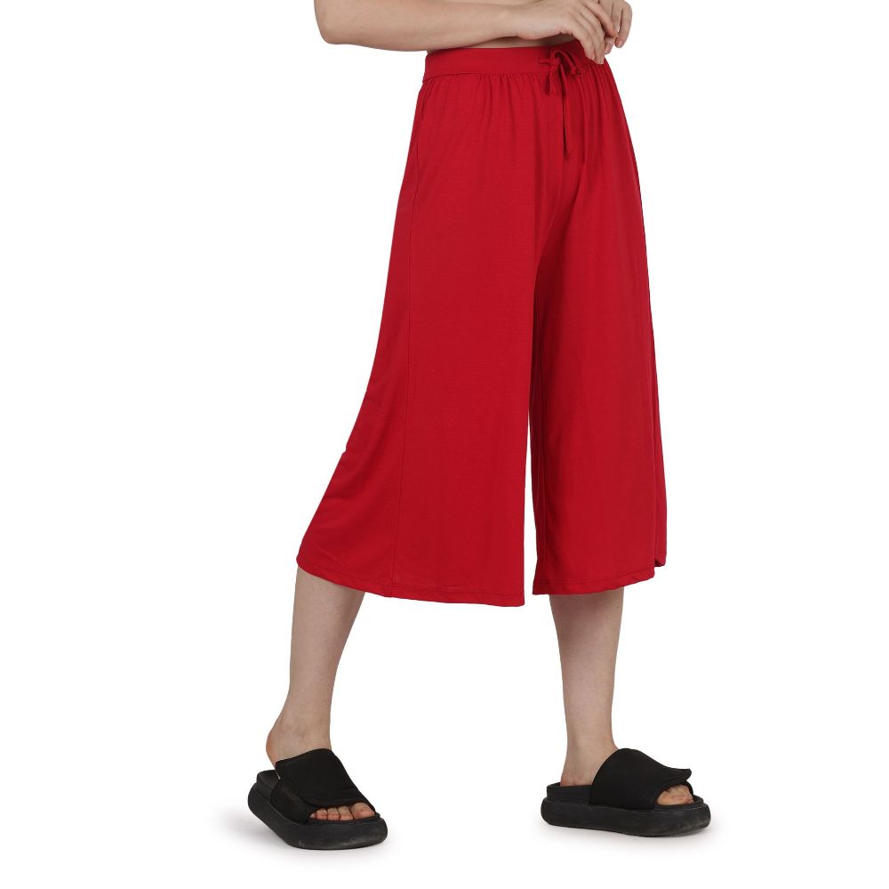 Picture of Frenchtrendz Poly Viscose Maroon Short Palazzos