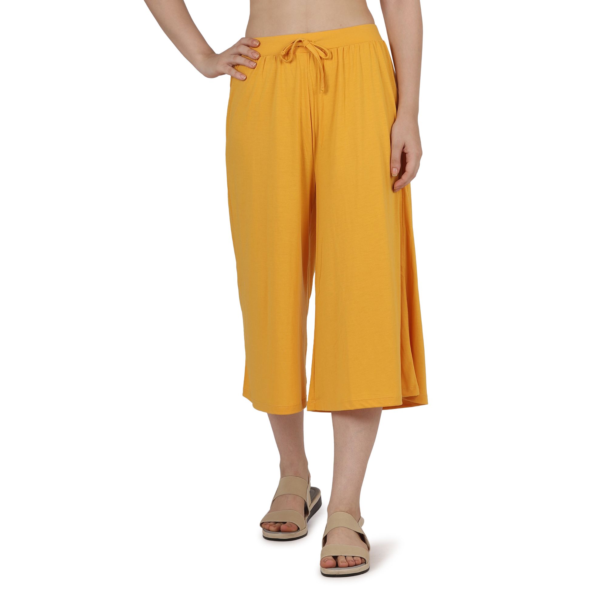 HUPOM Palazzo Pants For Women Casual Pants Chinos High Waist Rise Short  Straight-Leg Yellow M - Walmart.com