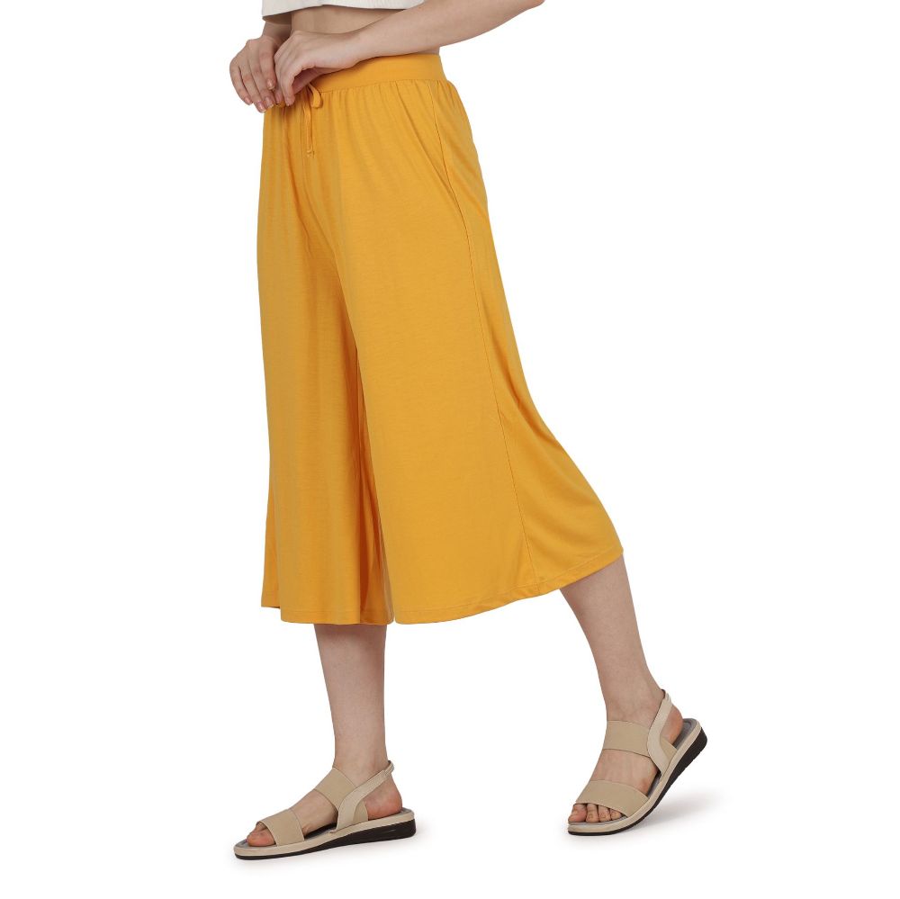 Picture of Frenchtrendz Poly Viscose Mustard Short Palazzos