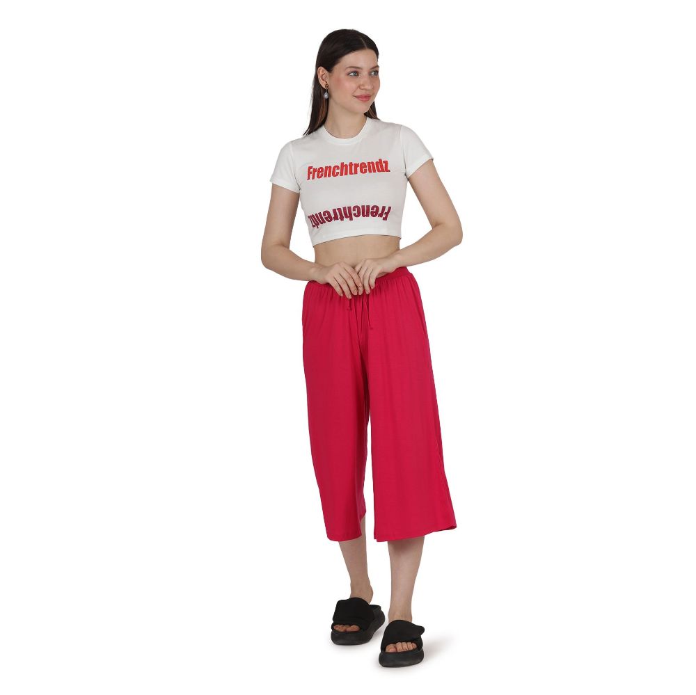 Picture of Frenchtrendz Poly Viscose Swe Pink Short Palazzos