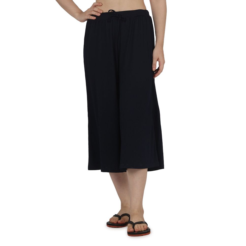 Picture of Frenchtrendz Poly Viscose Navy Short Palazzos