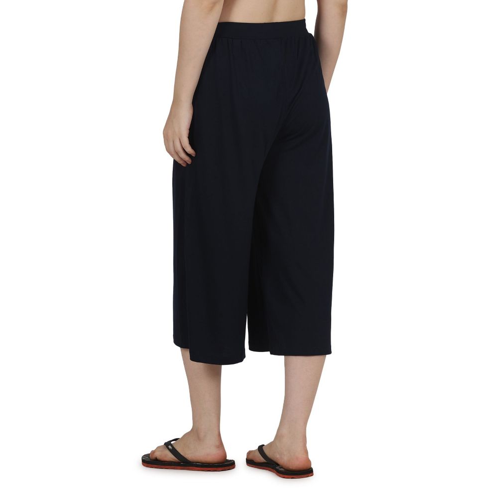 Picture of Frenchtrendz Poly Viscose Navy Short Palazzos