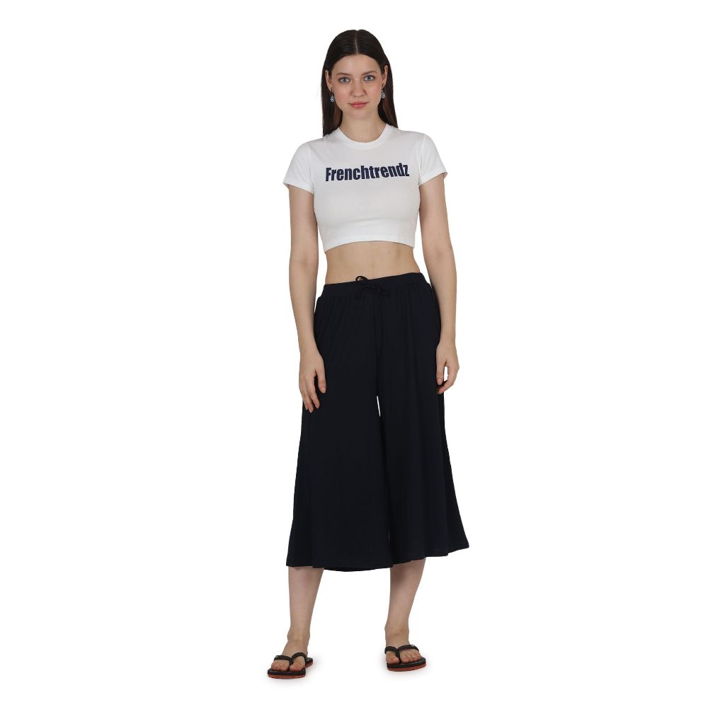 Picture of Frenchtrendz Poly Viscose Navy Short Palazzos
