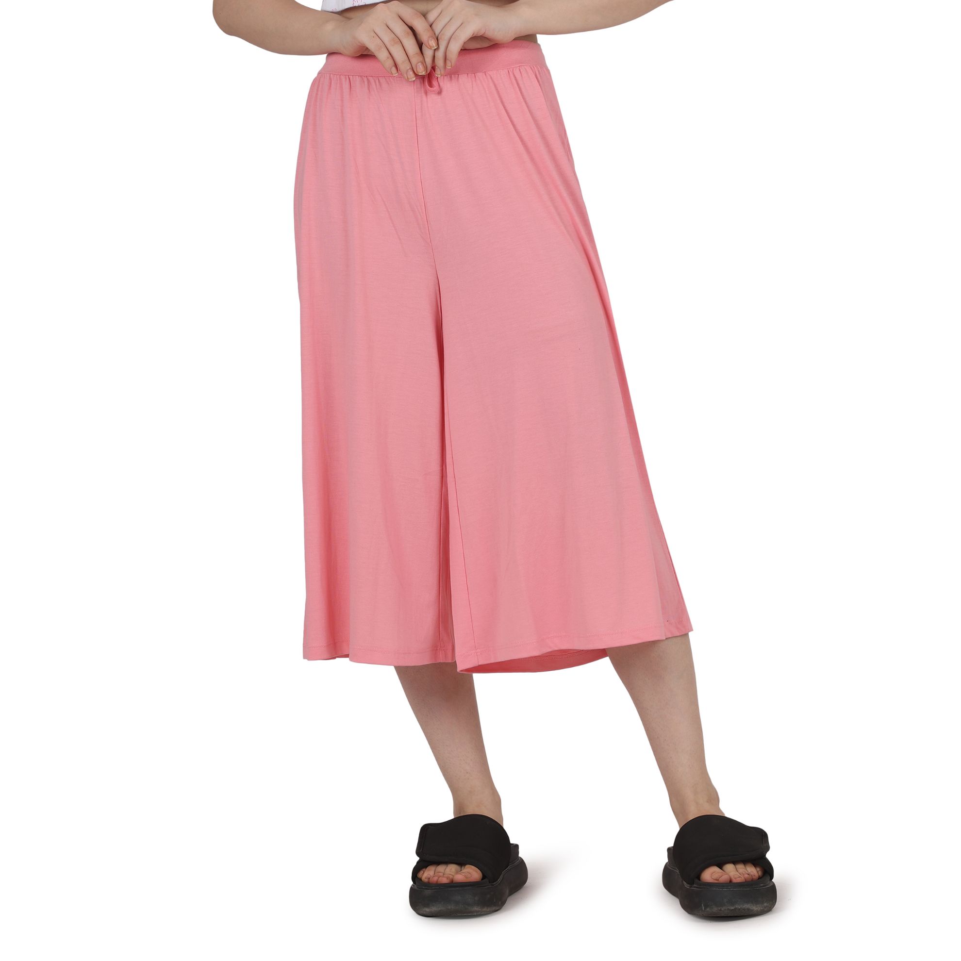 Powder Pink Wide Leg Pants with Lace – First Resort by Ramola Bachchan