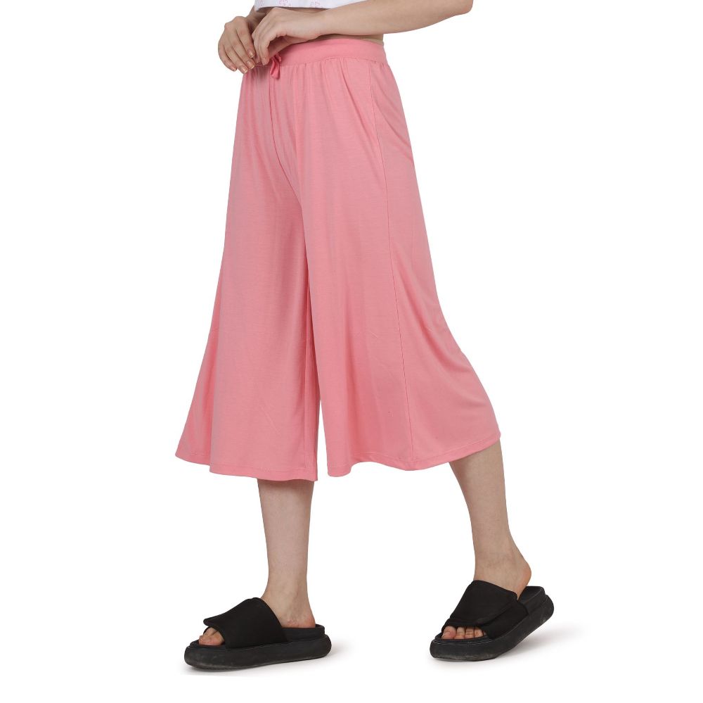 Picture of Frenchtrendz Poly Viscose Light Pink Short Palazzos