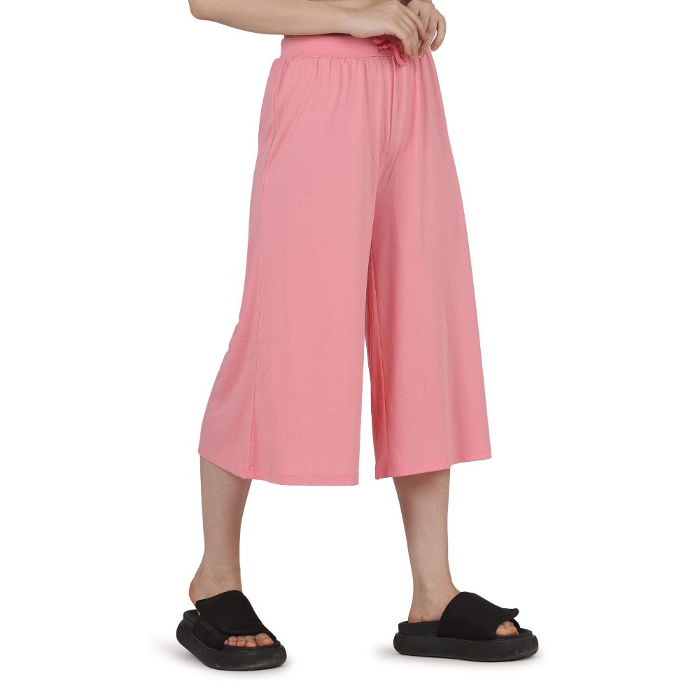 Picture of Frenchtrendz Poly Viscose Light Pink Short Palazzos