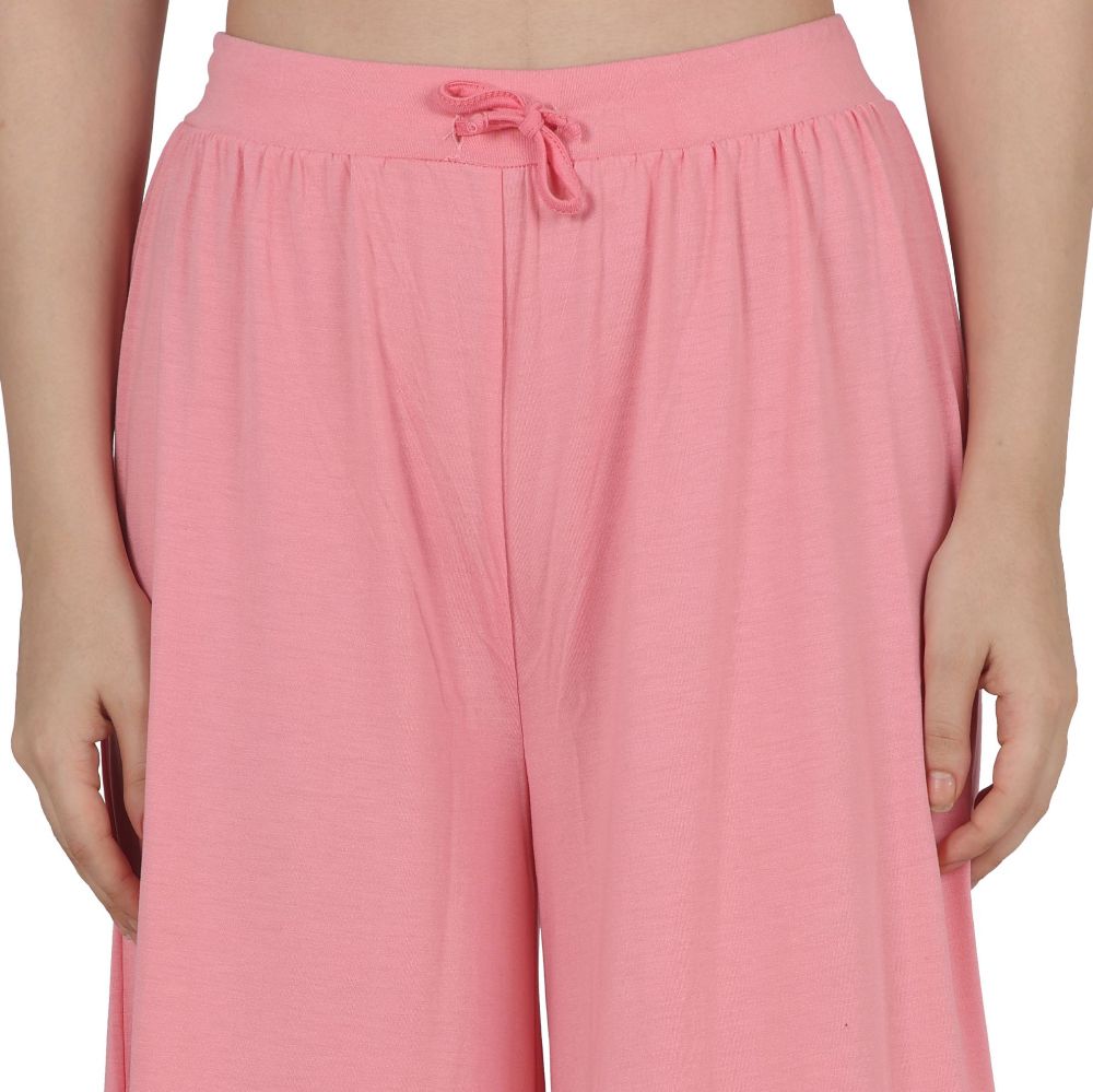 Picture of Frenchtrendz Poly Viscose Light Pink Short Palazzos