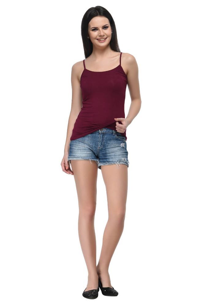 Picture of Frenchtrendz Modal Spandex Wine Medium Length Camisole