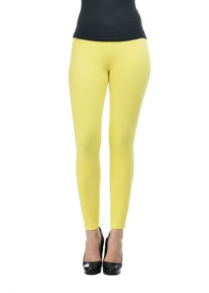 Picture of Frenchtrendz Cotton Modal Spandex Yellow Solid Look Jeggings