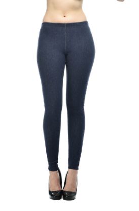 Picture of Frenchtrendz Cotton Modal Spandex Indigo Blue Solid Look Jeggings