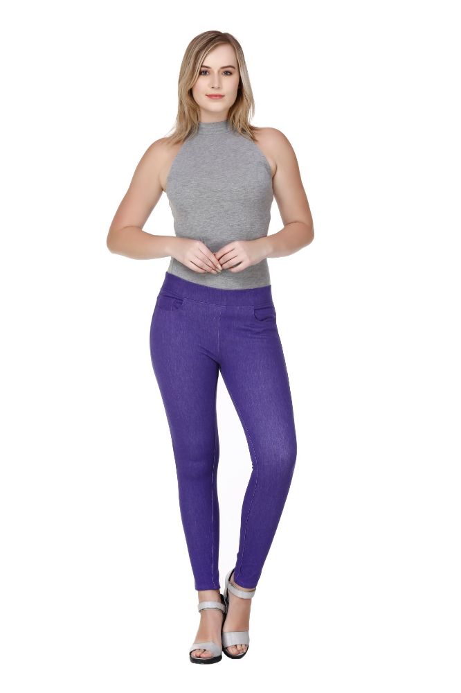 Picture of Frenchtrendz cotton viscose Spandex Purple Jeggings