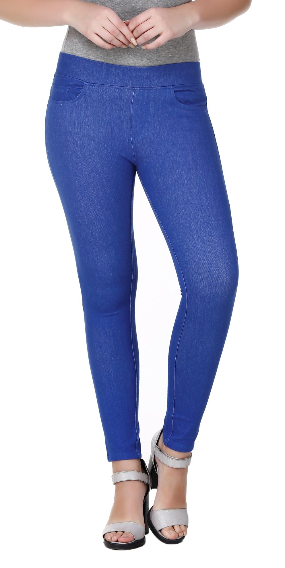 Frenchtrendz  Buy Frenchtrendz cotton viscose Spandex Royal Blue Jeggings  Online