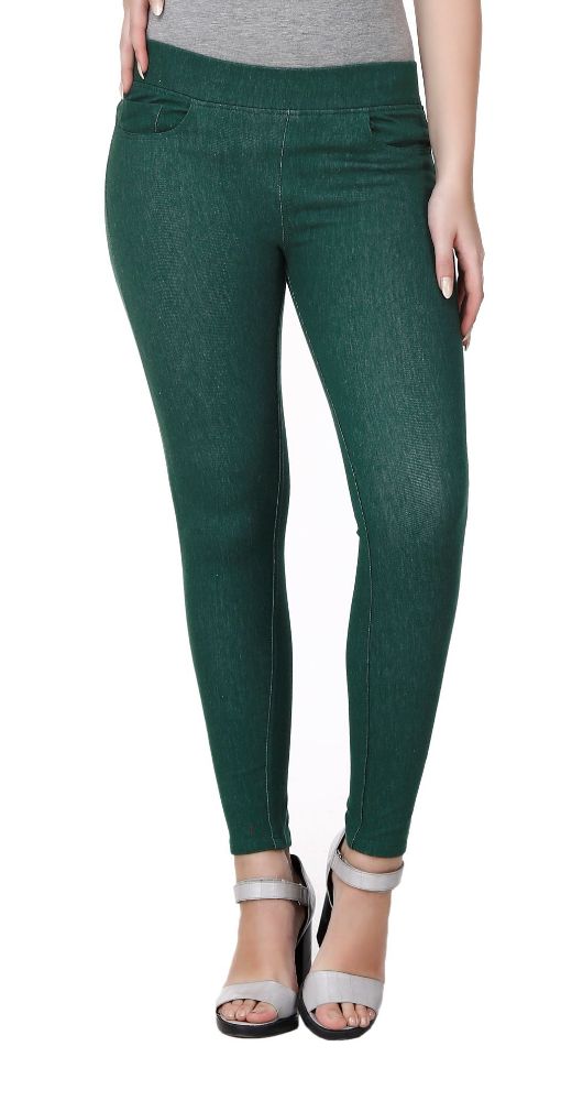 Picture of Frenchtrendz Cotton Viscose Spandex Dark Green Jeggings