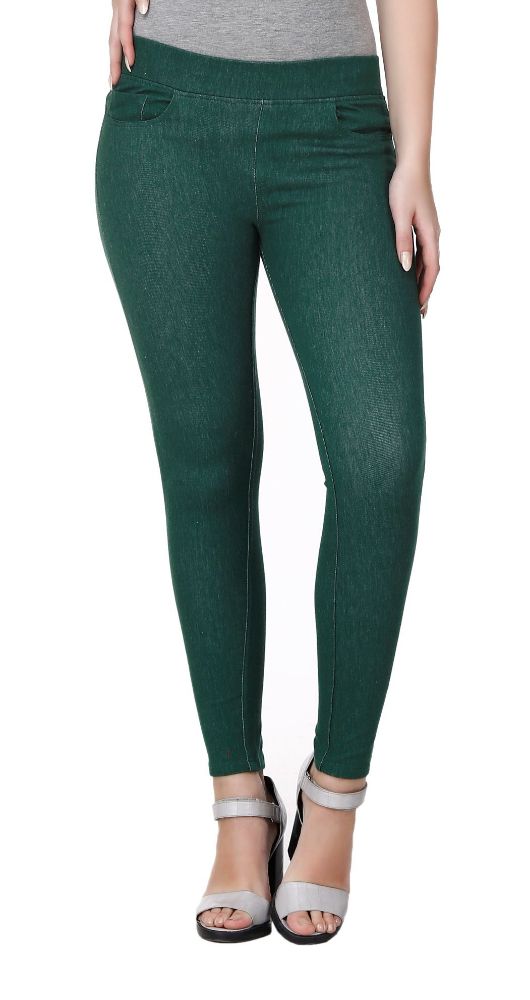 Picture of Frenchtrendz cotton viscose Spandex Dk Green Jeggings