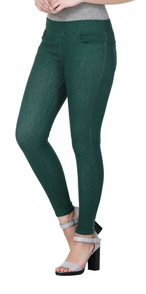 Picture of Frenchtrendz Cotton Viscose Spandex Dark Green Jeggings