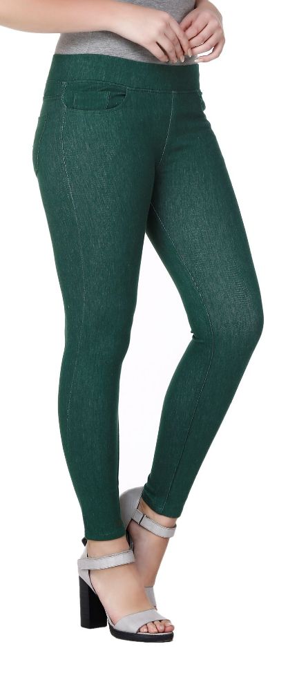 Picture of Frenchtrendz Cotton Viscose Spandex Dark Green Jeggings
