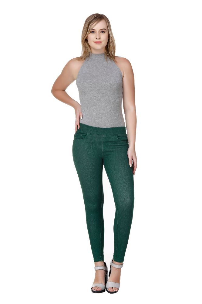 Picture of Frenchtrendz cotton viscose Spandex Dk Green Jeggings