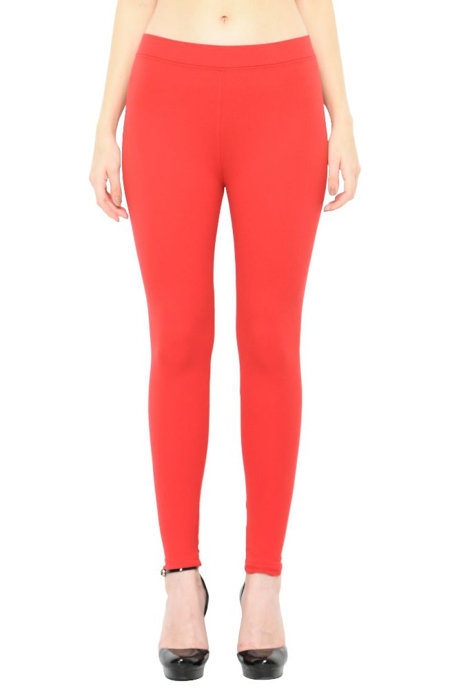 Picture of Frenchtrendz modal Poly Spandex Red Flat Belt Without Pocket Jegging